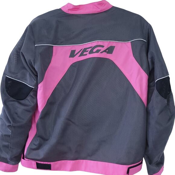Vega Technical Gear Mesh Motorcycle Jacket w/Padding Large Pink Gray - Picture 2 of 6